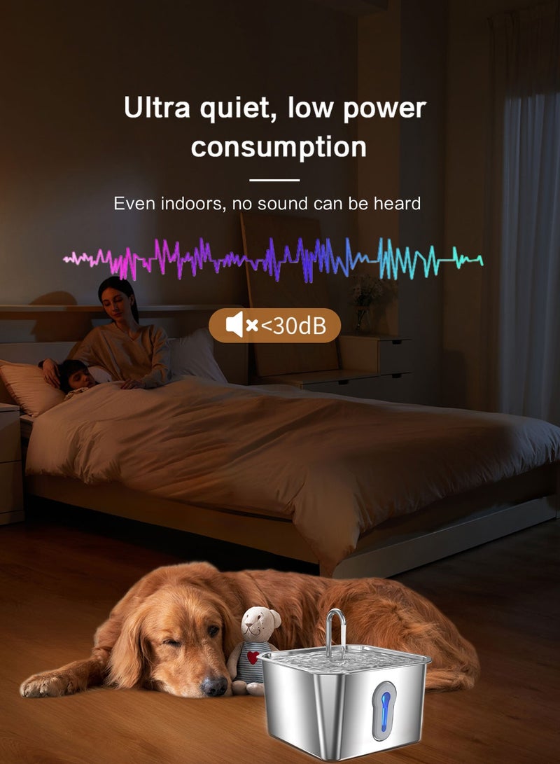 Kidle 4L Stainless Steel Cat Water Fountain with Quiet Pump Large Capacity Pet Water Dispenser Suitable for Cats, Dogs and Other Pets - Image 4